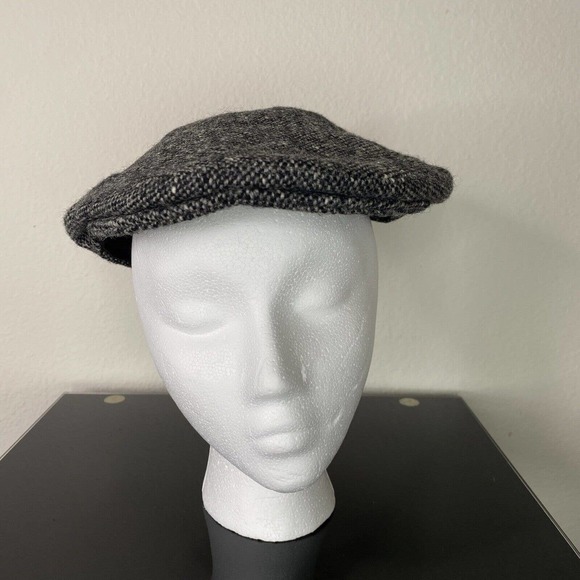 Glen Eske Donegal Ireland Tweed Gray Pure Wool Newsboy Hat Cap Sz Large - Picture 2 of 14